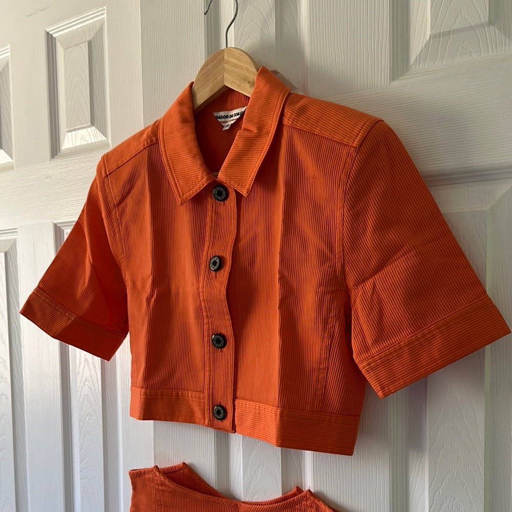 NWOT Japan Corduroy Orange Cropped Jacket (from 2 piece coord set)